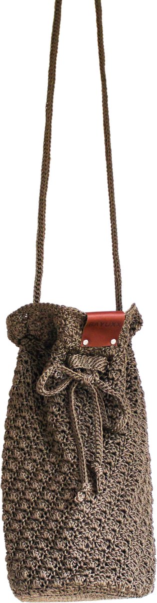 BAYUXX Bags Bali - Gehaakte tas - Model Dolly - Handmade in Bali - Lief cadeautje - Schoudertas/ Buideltas - Taupe - Tassen Dames - Duurzaam