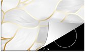 KitchenYeah® Inductie beschermer 81.6x52.7 cm - Abstract patroon met gouden lijnen - Kookplaataccessoires - Afdekplaat voor kookplaat - Inductiebeschermer - Inductiemat - Inductieplaat mat