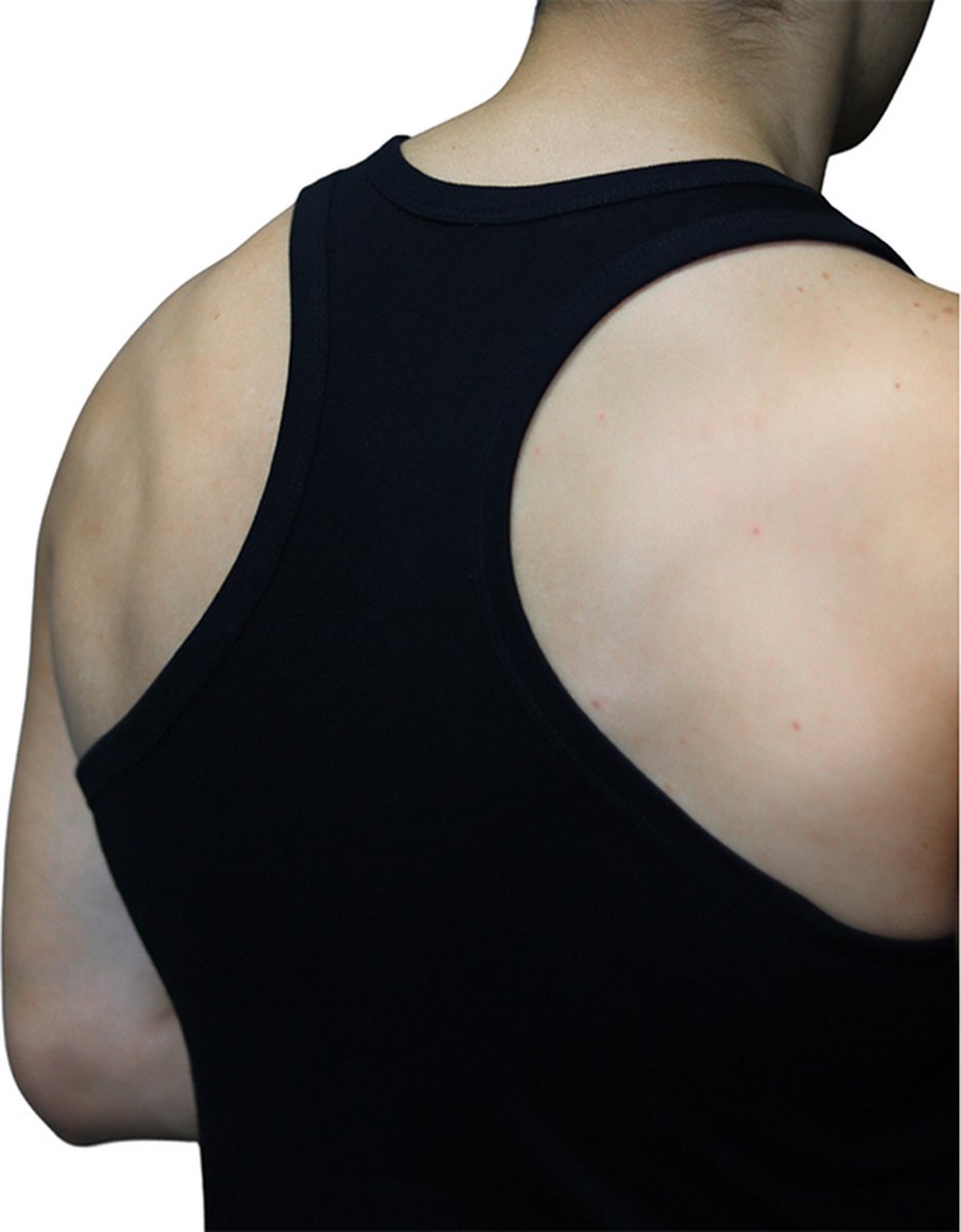Top kwaliteit halterhemd - 2 Pack - 100% katoen - Zwart - Maat S