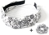 Youhomy accessoires Paisley Dames Haarband + XL Scrunchie - 100% Katoen - Wit