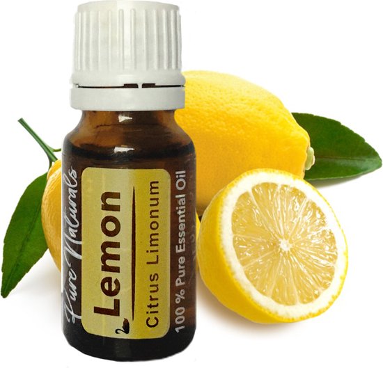 Citroen etherische Olie 10 ml | Lemon Oil | 100% PUUR | Bio | Essentiële olie Aromatherapie | Olie diffuser | Geschikt voor inname | Pure Naturals
