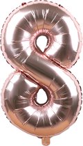 Folieballon / Cijferballon Rose Goud XL - getal 8 - 82cm