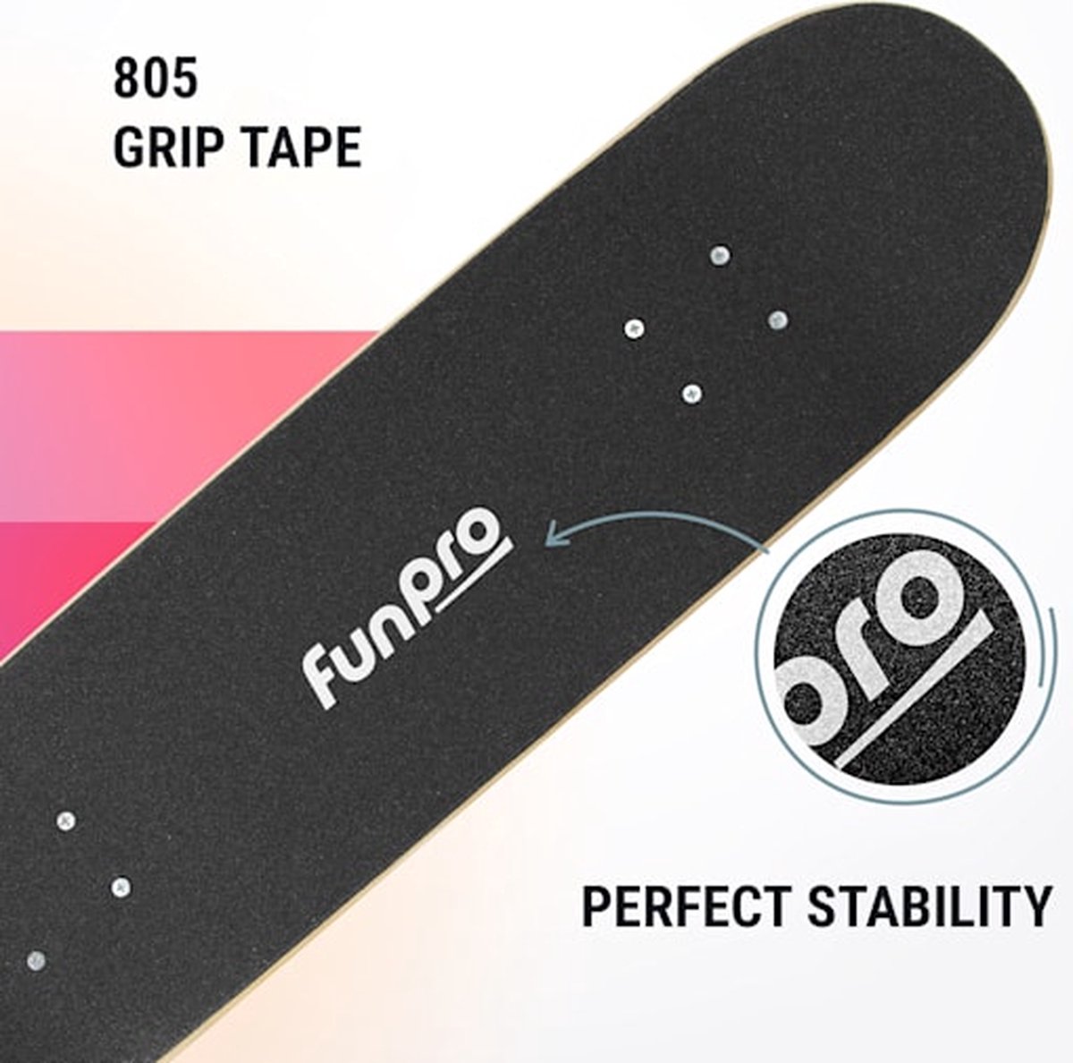 funpro Skate 21 skateboard klein - voor kinderen & tieners - 7-laags esdoornhout - Verkrijgbaar in 2 formaten