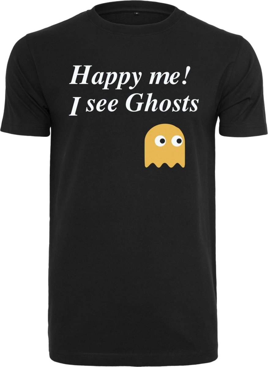 Urban Classics Heren Tshirt -XL- Happy Me I See Ghosts Zwart