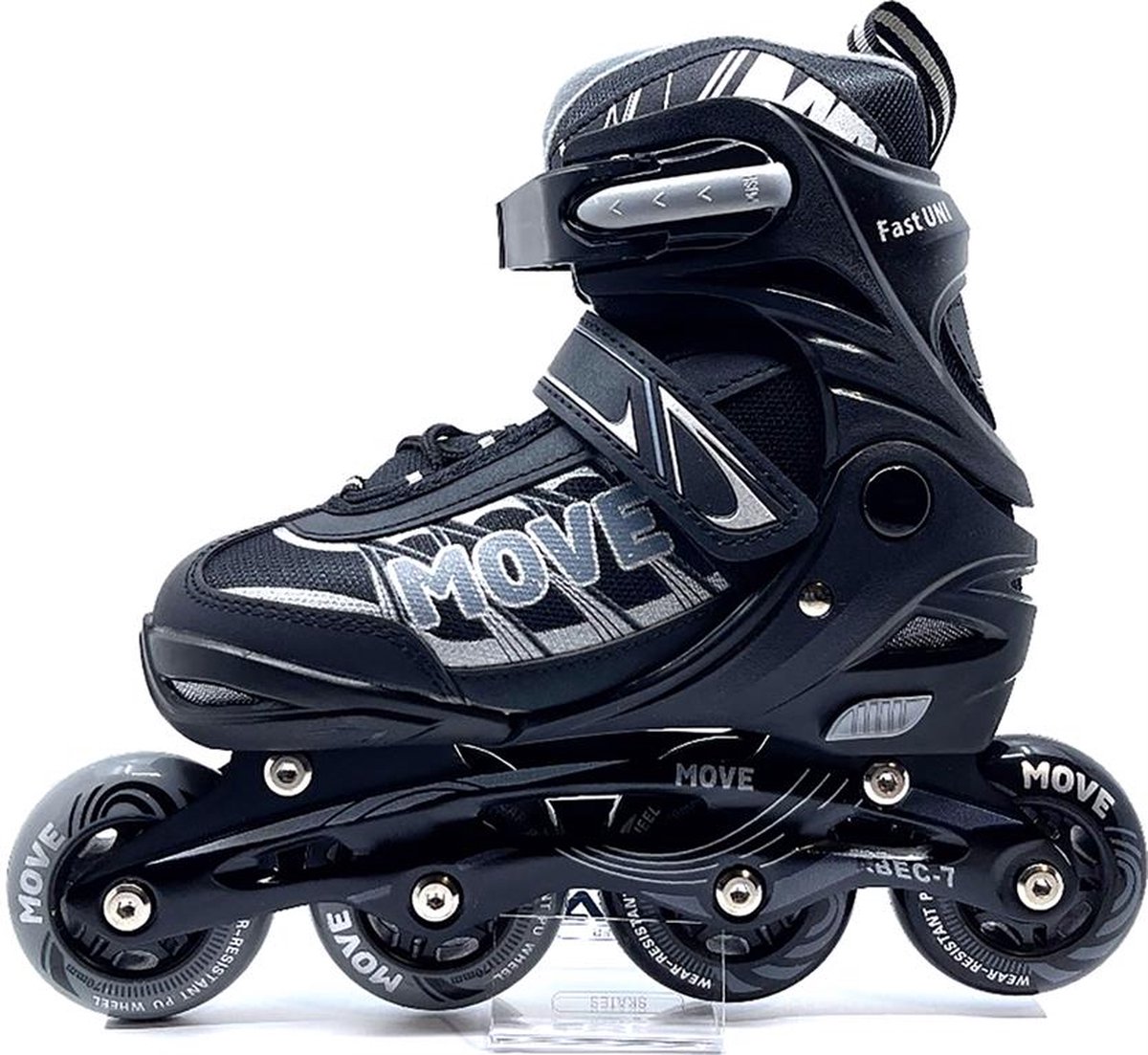 MOVE - Fast - Uni - Inline skates voor kind - Zwart - Maat 38-41 - Verstelbaar - Skeelers