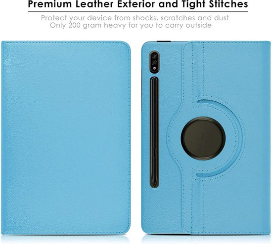 Samsung Tab S8 Case Rotatable Book Case Cover Light Blauw - Samsung Galaxy Tab S8 Case 2022 - Tab S7 Case 11 pouces Tablet Sleeve
