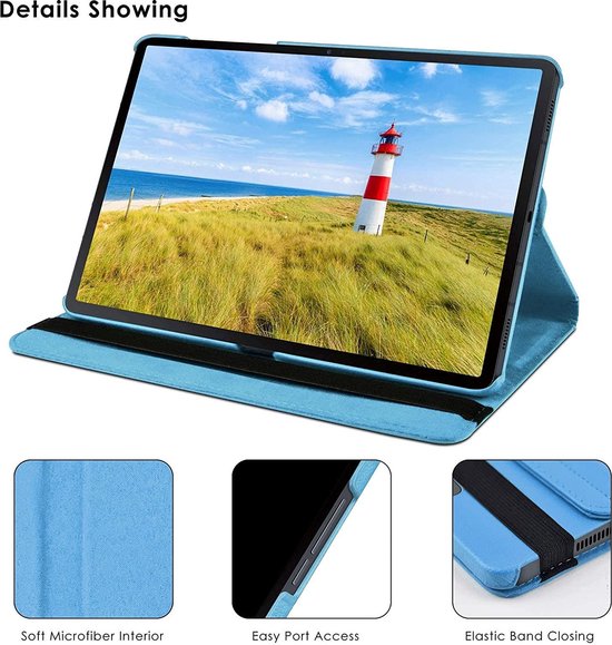 Samsung Tab S8 Case Rotatable Book Case Cover Light Blauw - Samsung Galaxy Tab S8 Case 2022 - Tab S7 Case 11 pouces Tablet Sleeve