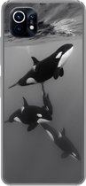 Geschikt voor Xiaomi Mi 11 hoesje - Orka - Water - Zwart - Wit - Siliconen Telefoonhoesje