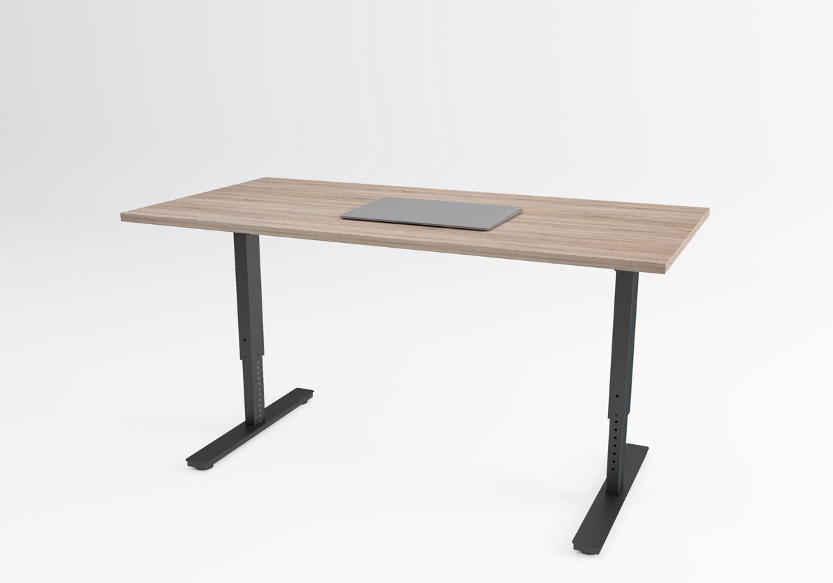 Tri-desk Bolt | Hoogte instelbaar bureau | Zwart onderstel | Robson eiken blad | 120 x 80 cm