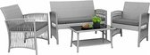 Solono 4-Delige Tuinset – Bistroset – Balkonset – Tuinmeubelset – Tuintafel met 3 Stoelen – Grijs