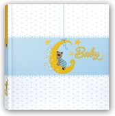 Fotoboek/fotoalbum Mia baby jongetje met 20 paginas blauw - 24 x 24 x 2,5 cm - Babyfotos - Babyalbum