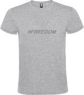 Grijs  T shirt met  print van "# FREEDOM " print Zilver size XS