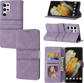 Samsung Galaxy S22 Ultra Telefoonhoesje | PU Leren Bookcase | Pasjeshouder | Tas | Paars