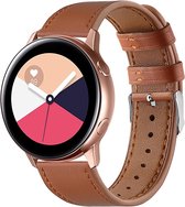 Smartwatch bandje - Geschikt voor Samsung Galaxy Watch 5 (incl. Pro) en Galaxy Watch 4, Watch 3 41mm, Active 2, 20mm horlogebandje - PU Leer strak- Fungus - Bruin