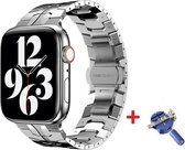 Luxe Metalen Armband Geschikt Voor Apple Watch Series 1/2/3/4/5/6//7/SE 42/44/45 mm Horloge Bandje - 42mm/44mm/45mm iWatch Schakel Polsband Strap RVS - Smartwatch Wristband Met Hor