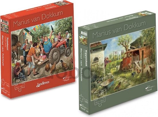 2x puzzel 1000 pcs - Marius van Dokkum - Legpuzzel Tuinfeest en
