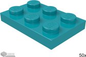 LEGO Plaat 2x3, 3021 Donker Turquoise 50 stuks