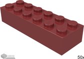 LEGO Bouwsteen 2 x 6, 2456 Donkerrood 50 stuks