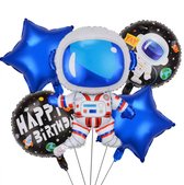 Astronaut happy birthday folie blauwe sterren ballonnen set 5delig
