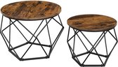 MIRA Home - bijzettafel - salontafel - industrieel - bruin/zwart - 50 x 50 x 40 cm