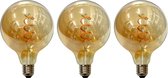 Led Lamp E27 - Globe G125 (125mm) - 5W (vervangt 25w) - GOUD - Vintage - Dimbaar - Retro look - Amber kleurig - Goud kleurig - Extra warm wit licht - 3 Stuks