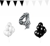 4 jaar Verjaardag Versiering Pakket Zebra