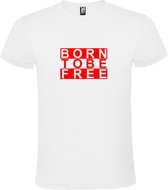 Wit  T shirt met  print van "BORN TO BE FREE " print Rood size S