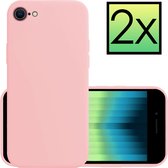 Hoes voor iPhone SE 2022 Hoesje Licht Roze Cover Siliconen Case Hoes - 2x