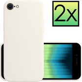 Hoes Geschikt voor iPhone SE 2022 Hoesje Cover Siliconen Back Case Hoes - Wit - 2x