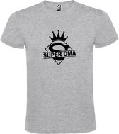Grijs  T shirt met  print van "Super Oma " print Zwart size M