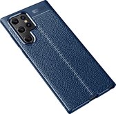 luxe lederen TPU-hoesjes voor Samsung S22 Ultra Blauw