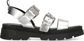 Sacha - Dames - Zilverkleurige plateau sandalen met gespen - Maat 40