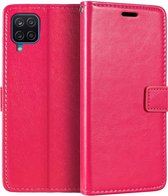 LuxeBass Telefoon Wallet Bookcase voor Samsung Galaxy A22 4G - Portemonnee telefoonhoesje voor Bankpassen - Kunstleer - Siliconen Houder - Magnetische sluiten - Roze - telefoonhoes