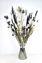 Droogbloemen boeket - Black & White - 70 cm - Droogboeket - Natuurlijk Bloemen
