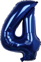 Folieballon / Cijferballon Blauw XL - getal 4 - 82cm