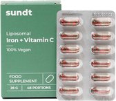 IJzer capsules Liposomaal Voedingssupplement van Sundt© - 48 Capsules - Iedere Capsule bevat 15 mg ijzer + 80mg Vitamine C -  Kan vermoeidheid verminderen - Slow release technologie