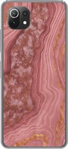 Telefoonhoesje Geschikt voor Xiaomi Mi 11 Lite hoesje - Marmer print - Roze - Goud - Siliconen Telefoonhoesje