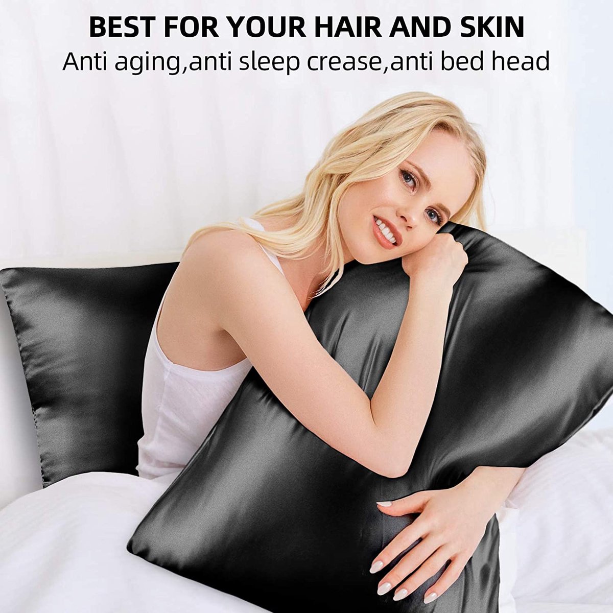 RUNQIN 100% luxe satijnen kussenslopen, queensize (50 x 76 cm