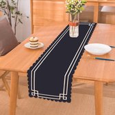 De Groen Home Chemin de Table Textile Velours Imprimé - Cadre Witte sur Zwart - Velours - 45x220