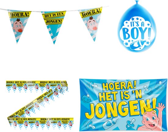 Hoera een jongen | Geboorte jongen versiering pakket | bol