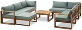 FSC Acaciahouten tuinmeubelset met kussens - 8 personen - Levata - Groen-blauw