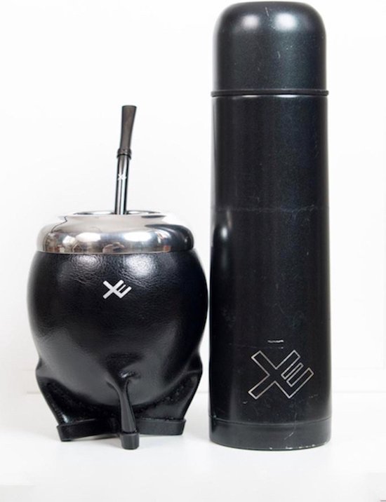 EquisMate - Yerba Mate thee - Thermosbeker - Keramische Kalebas - Bombilla - Zwart