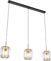 QAZQA gaze - Design Hanglamp eettafel voor boven de eettafel | in eetkamer - 3 lichts - L 110 cm - Zwart -  Woonkamer | Slaapkamer | Keuken