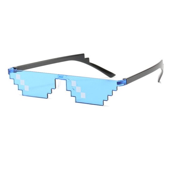 Foto: Freaky glasses thug life zonnebril festivalbril 6 pixels deal with it feest meme zonnebril glasses blauw