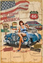 Wandbord - Car Travel Trough America - 30x40cm