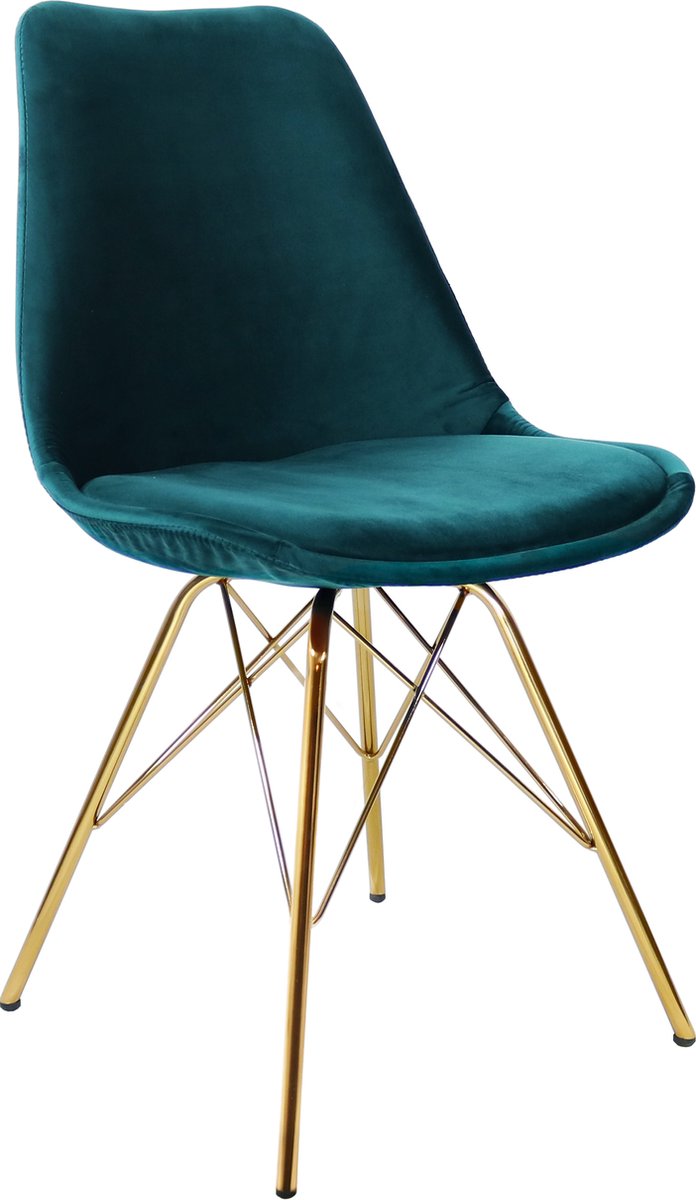 Kick Collection KICK® VELVET Kuipstoel Blauw – Eetkamerstoel – Velvet – Goud Frame blauw, goud