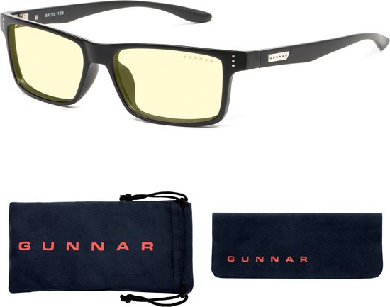 GUNNAR Gaming- en Computerbril - Vertex, Onyx Frame, Amber Tint - Sterkte +2.5 - Blauw Licht Bril - Beeldschermbril - Blue Light Blocking Glasses - Leesbril - UV Filter - Computerbril - Blauw Licht Filter Bril