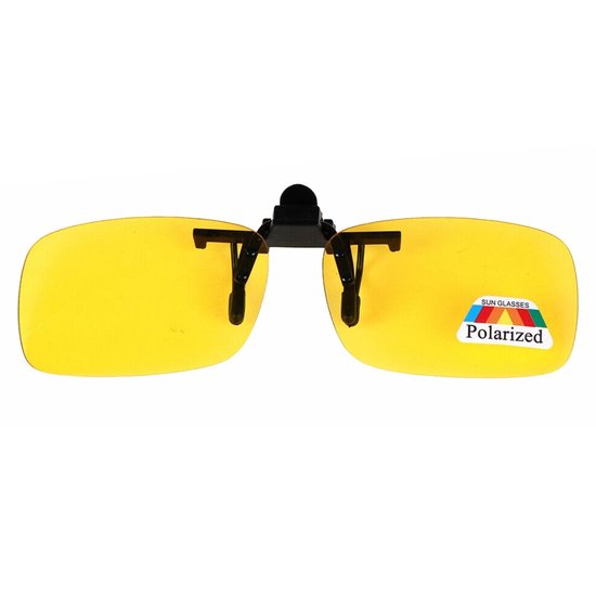 Clip On Voorzet Zonnebril - Rechthoek Model - Geel - Maak van je gewone bril een zonnebril