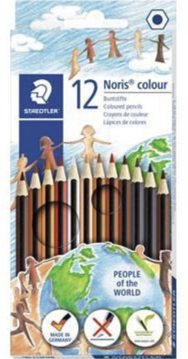 Staedtler Huidskleur Potloden - Skincolor Pencils - 12 stuks - People of the World Kleurpotloden / Huidskleurpotloden - Huidskeur potloden - Skincolor potloden - Noris Potloden - Hout - Skin color - Huid potloden
