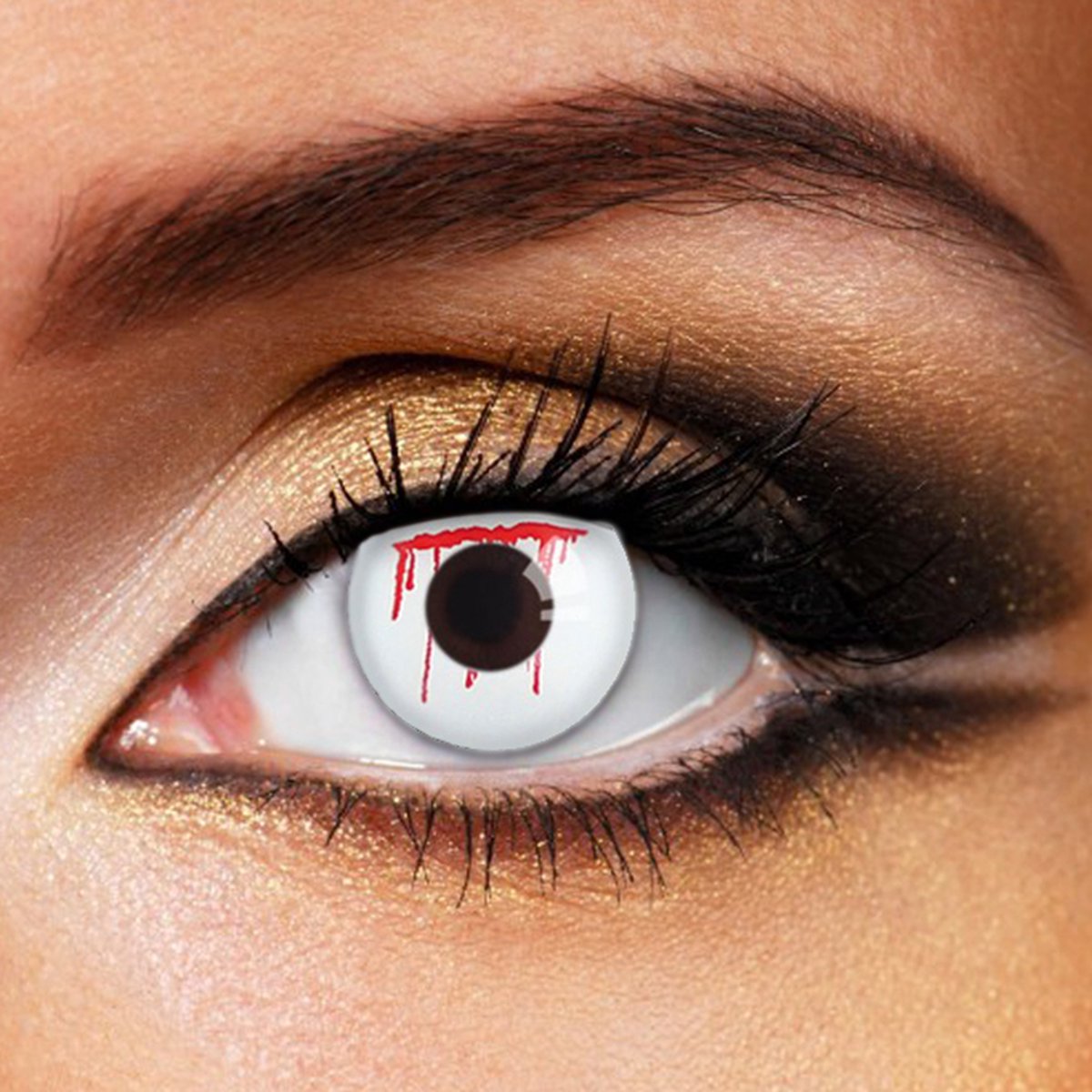 Partylens® kleurlenzen - Bloody Cut White - zachte jaarlenzen met lenshouder - partylenzen